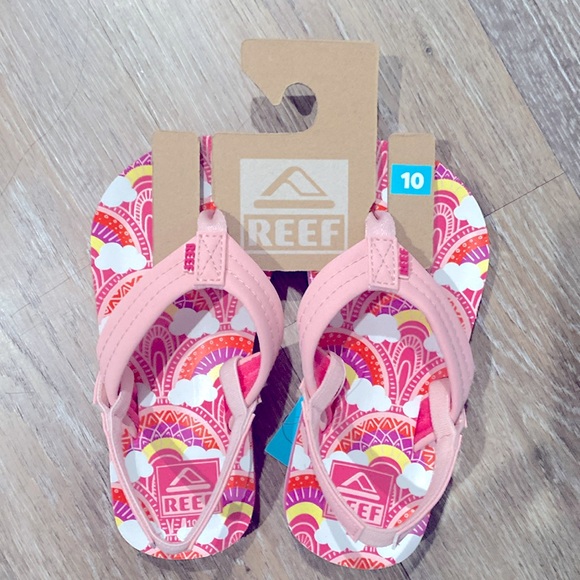 NEW REEF toddler sandals pk/pp/wt/or/yl print - Picture 1 of 4